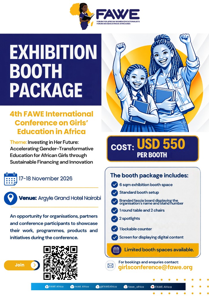 FAWE 4th International Conference Exhibition Booth Package — USD 550 per booth